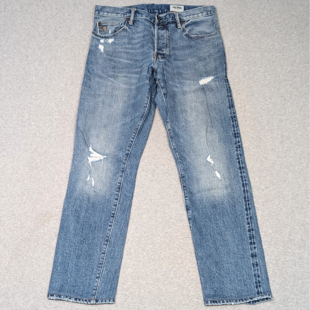 Todd Snyder NY Slim Fit Jeans Size 32x31 Japanese Selvedge Distressed Button Fly - Picture 1 of 14